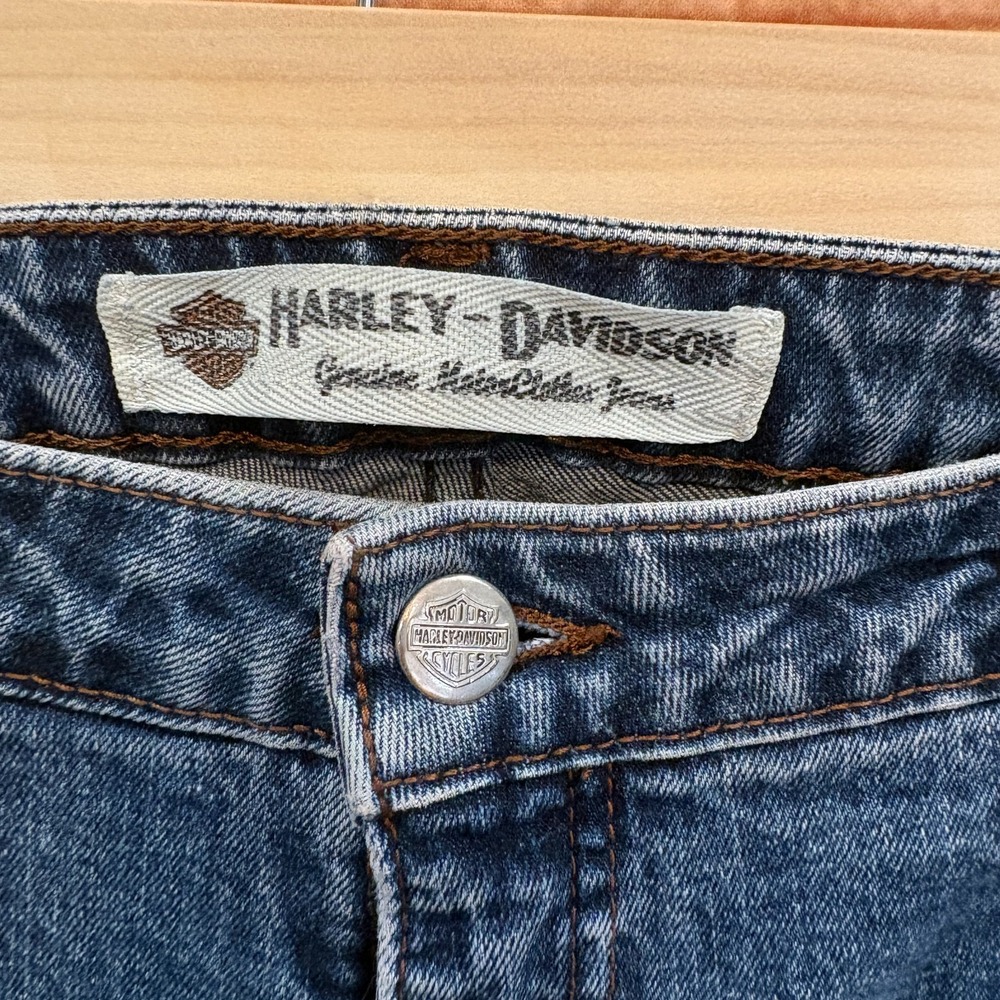 Harley Davidson Bootcut Medium Wash Mid Rise Denim Riding Jeans Womens 12‎ - Picture 3 of 10
